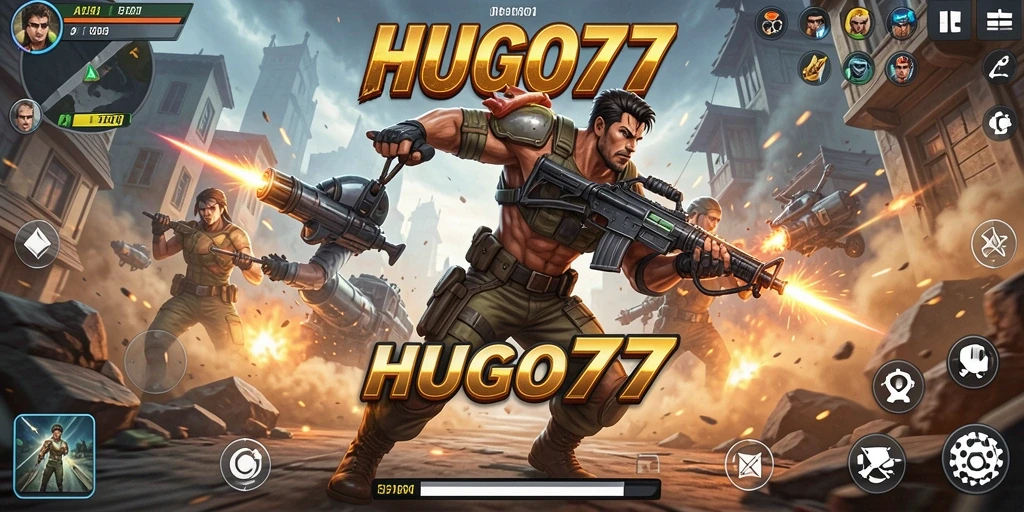 Tampilan gameplay HUGO77 yang penuh aksi dan seru.