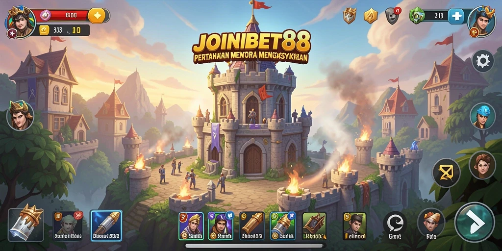 Tampilan gameplay menara pertahanan yang mendebarkan.