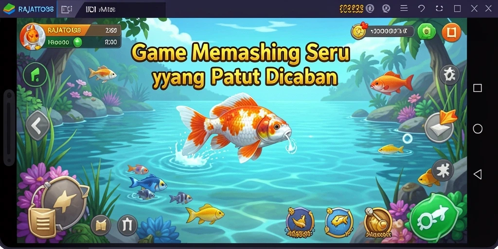 Tampilan gameplay RAJATOTO88 saat memancing ikan besar.