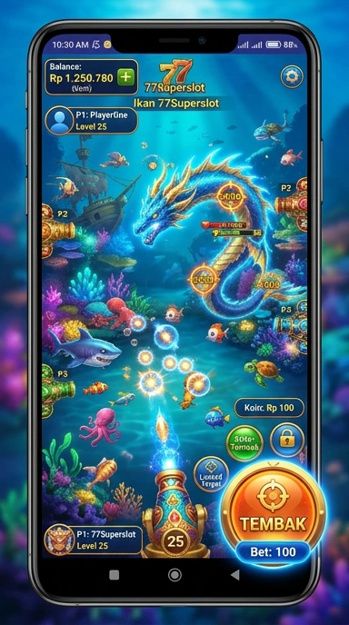 Pengguna sedang mengakses fitur dalam aplikasi 77superslot.